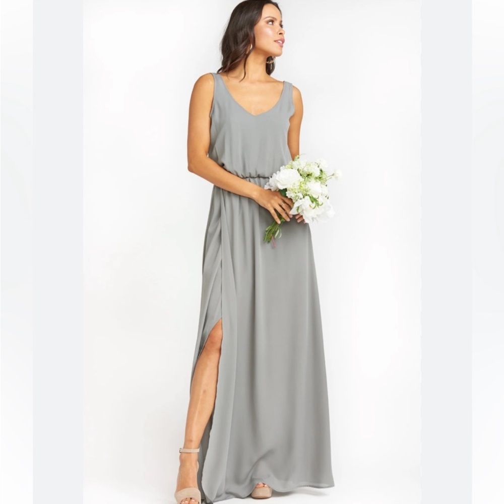 Show Me Your MuMu Kendall Maxi Bridesmaid Dress In Gray NWT